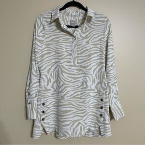 Chico’s Zebra Jacquard Top Tunic Woven Pattern size 0 4/6